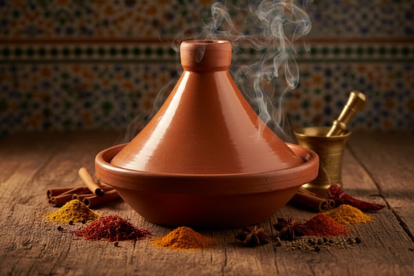 إناء الطاجين الفخاري — كيف يعمل الطين وأسرار النار الهادئة