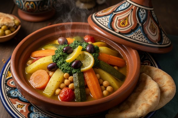 طاجين الخضار المغربي — سبع خضراوات بتشيرمولا لا تُقاوَم
