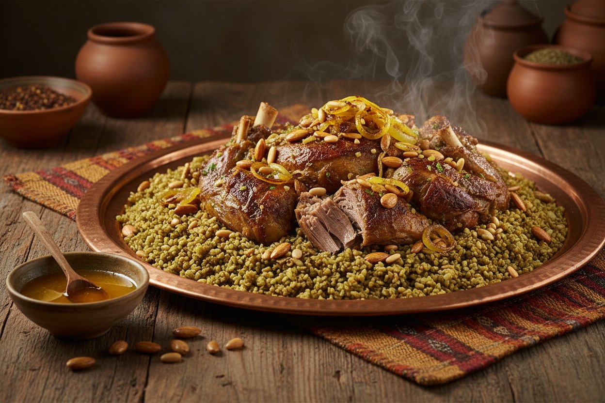 الفريكة باللحم — من تنظيف الحبة إلى رائحة الدخان الشهية